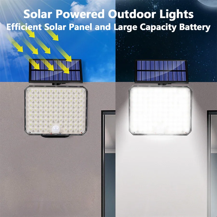 Solar Light Outdoor Super Bright Motion Sensor Solar Strong Power LED Garden Wall Lamp IP65 Waterproof 3 Working Modes Lantern
