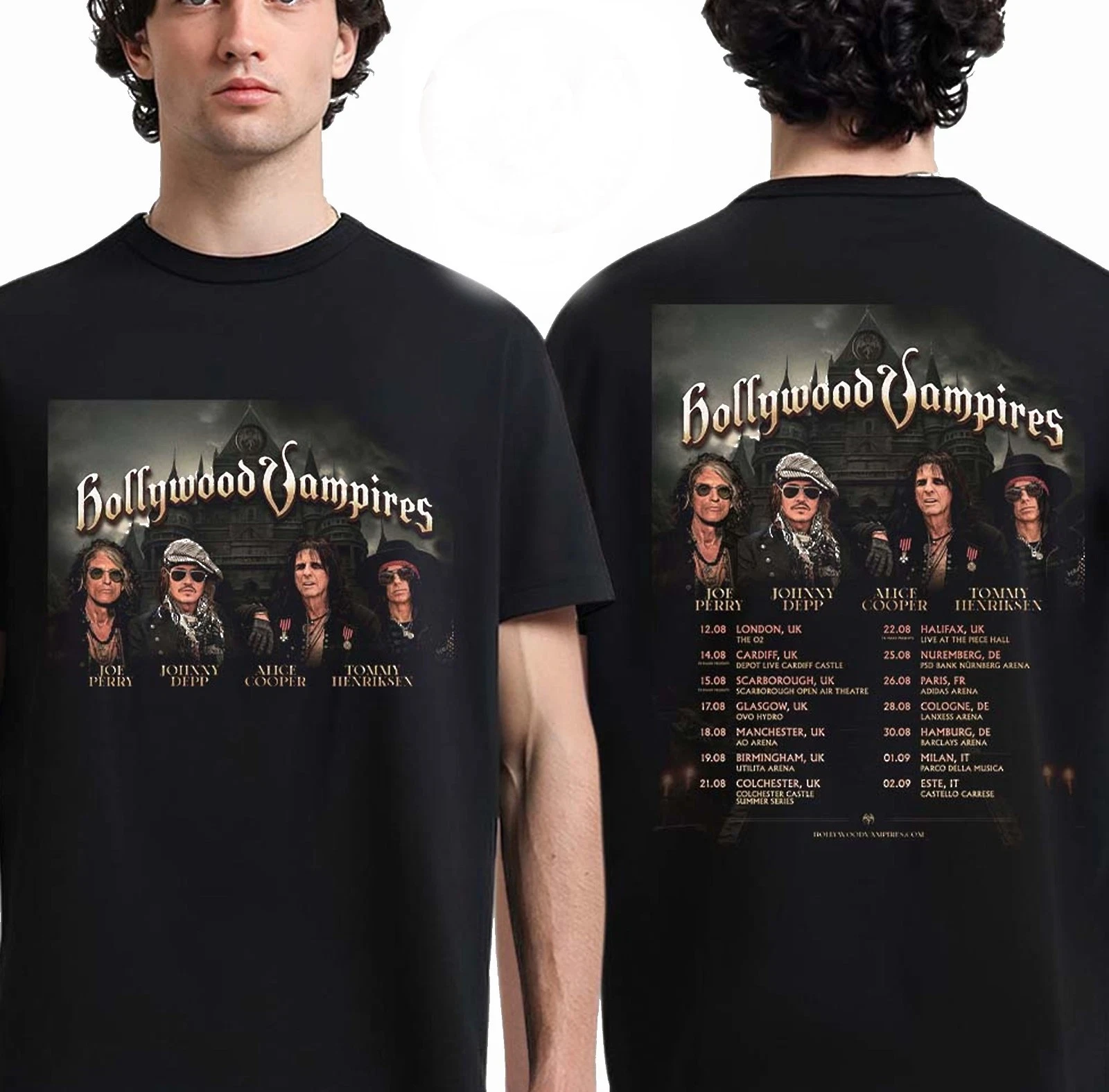 Camiseta Retro del Tour Mundial de Hollywood Vampire 2026 en Norteamérica, Estilo Rock Y2K para Hombre y Mujer