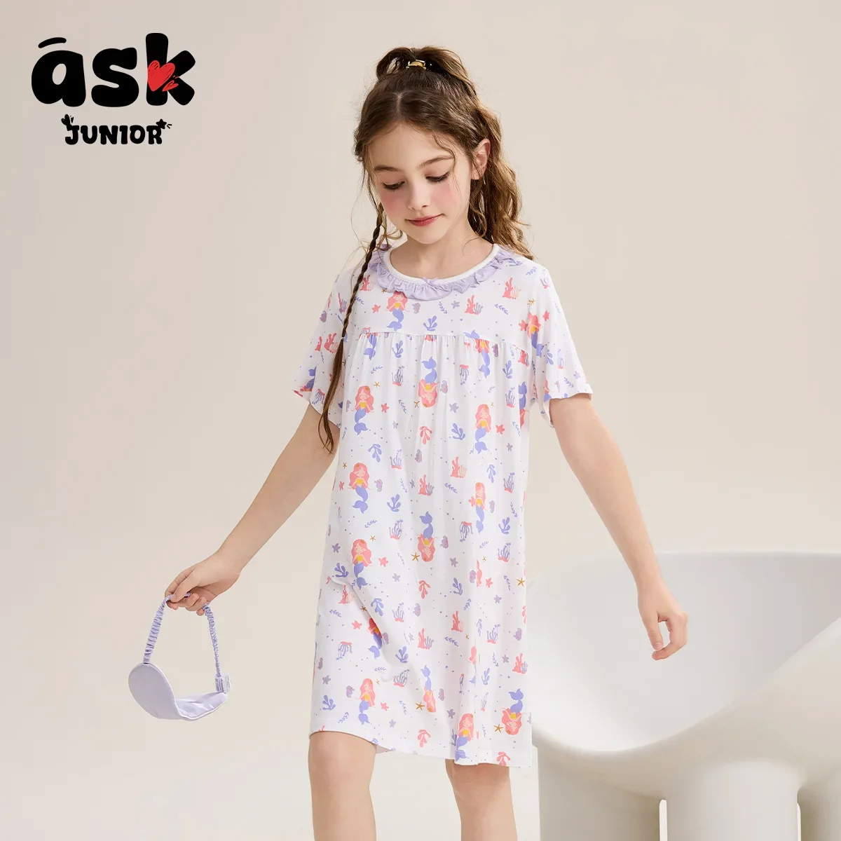 اسأل بيجامات الأطفال الصغار ملابس مكيفة الصيف رقيقة تنفس طباعة كاملة ثوب النوم الفتيات فستان مشروط #6