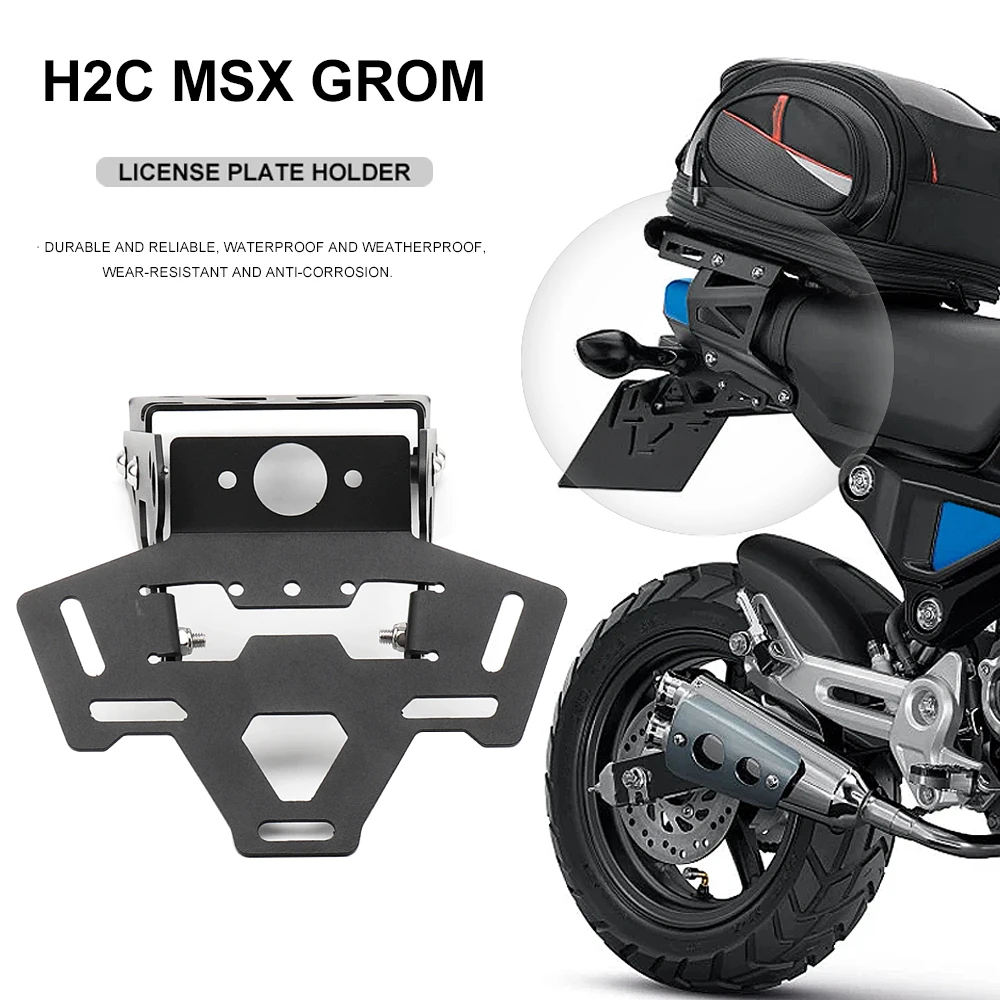 For HONDA H2C MSX GROM 2020 2021 2022 Motorcycle H2C Msx Grom Black License Plate Holder Fender Eliminator Registration Bracket