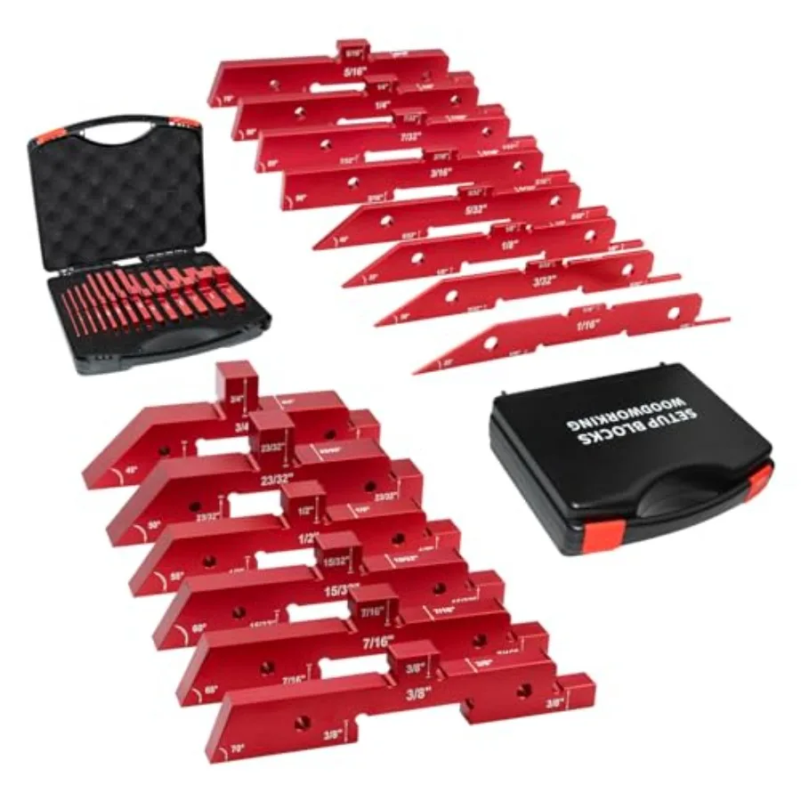 

Router Table Setup Bars, 14pcs Aluminum Precision Setup Blocks Height Gauge Set for Router Table Saw Accessories and Angle Wood