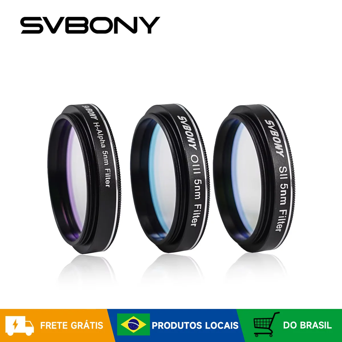 Svbony SV227 1.25" 5nm Kit de filtro de banda estreita H-Alpha SII-CCD OIII-CCD SHO para DSO 1.25 "montado céu profundo observação de poluição luminosa