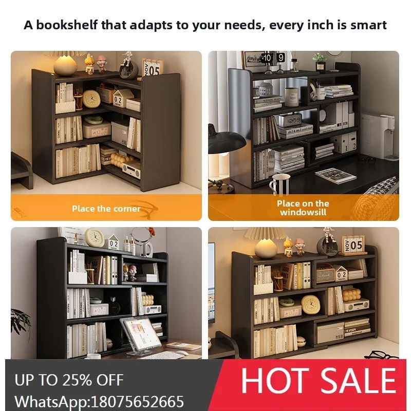 MJY Solid Wood Bookshelf Storage Rack Desk Multi-layer Storage Corner Cabinet