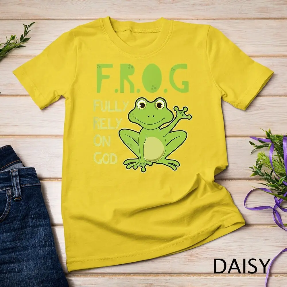 Fully Rely On God Christian Frog Lover FROG Gift Idea Raglan Unisex T-shirt