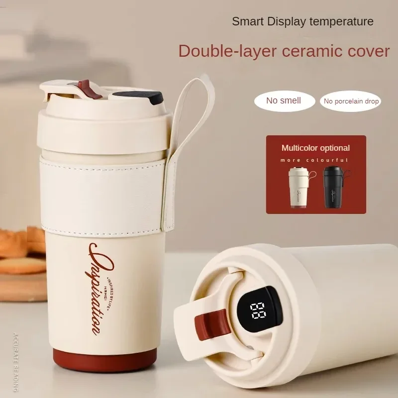 

Drinkware Smart Thermos Cup with Temperature Ceramic Inner Tank Water Cup Carry with You Coffee Mugs Straight Drink Cup Thermal