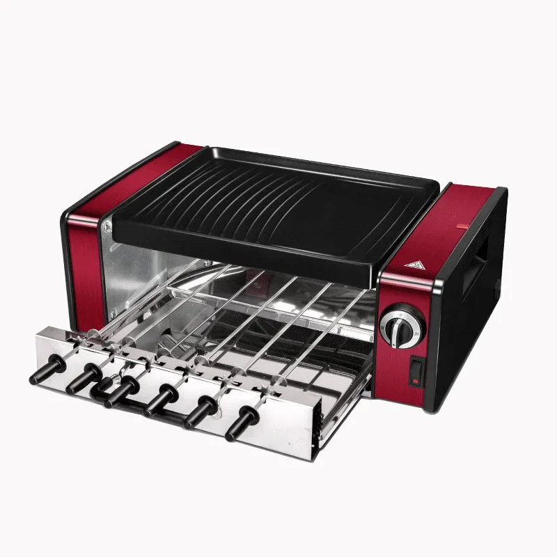 Electric Griddle Double layer smokeless oven BBQ electric grill barbecue grill Automatic Rotary Kebab Machine