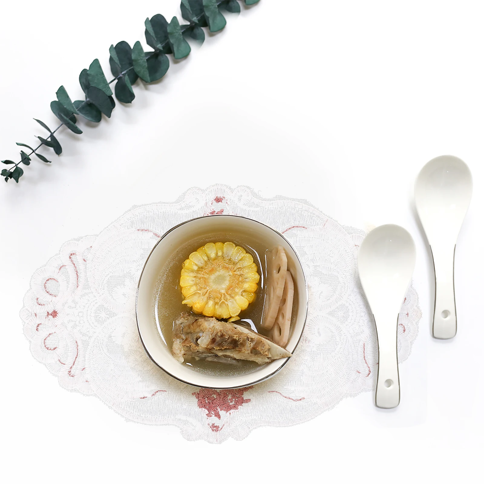 

2Pcs Lace Placemat Embroidered Floral Table Photo Props Washable Reusable Coasters Home Decor Rustic Place Mat Desk Protection