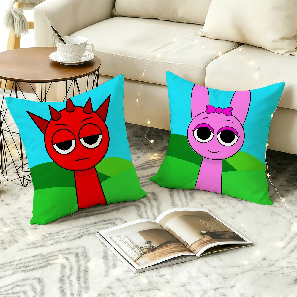 Music game S-Sprunki cushion cover Comfortable Decorative For Bedroom Living room Dormitory Picnic and Holiday Decoration