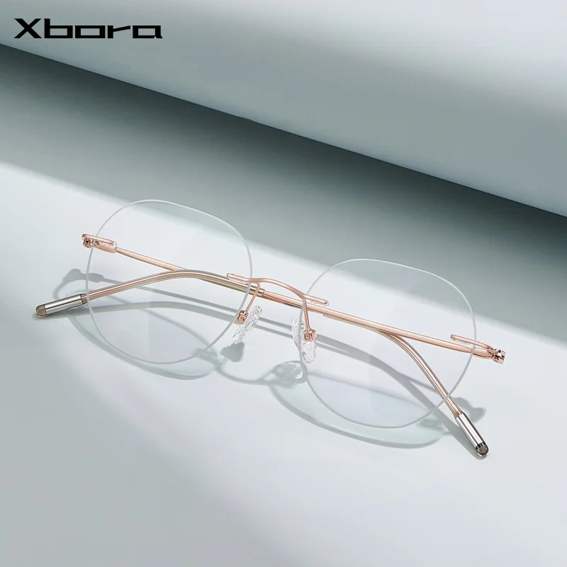 Женские безободковые очки XBORA из титанового сплава, ультралегкие, модные, изысканные, элегантные, высокого качества, для повседневного использования, модель 23006.
