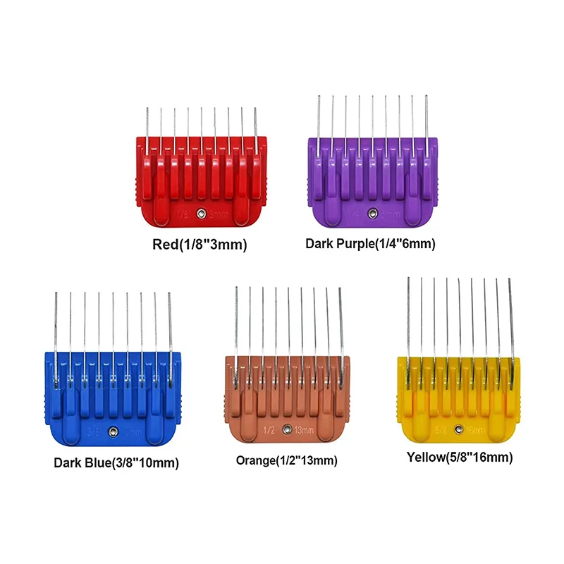 5pcs Animal Stainless Steel Guide Comb Set for 10#/15#/30# Detachable Blade,For Andis, Oster A5, Wahl KM Series Clipper