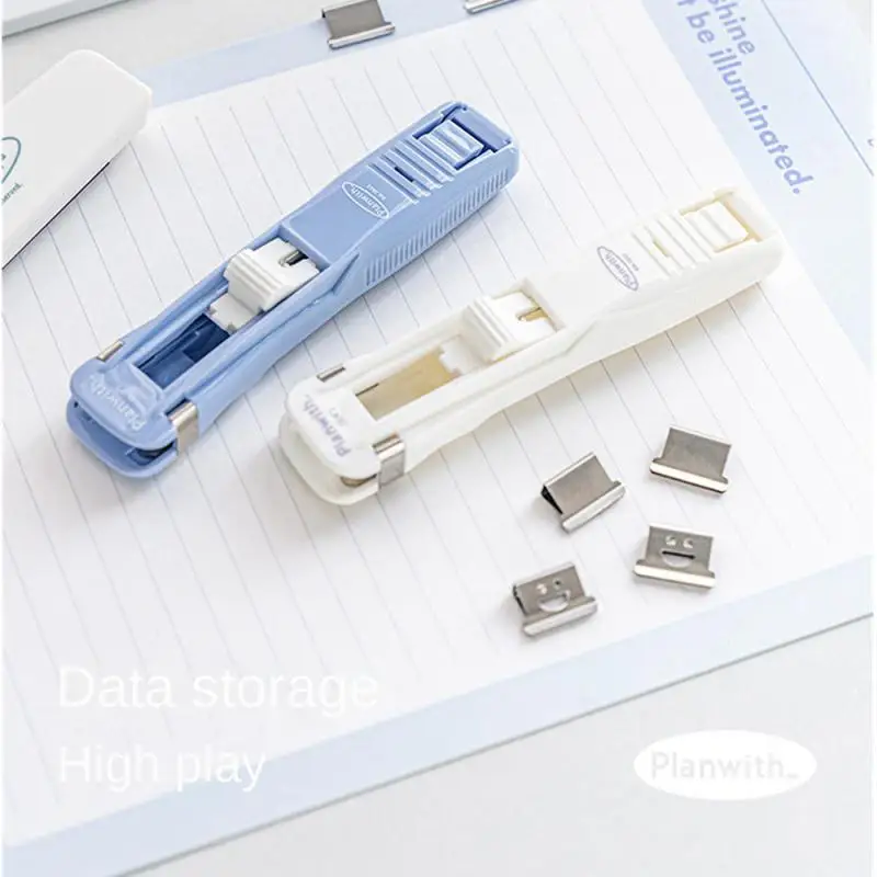 Paper Clipper Staplers Push Clamp File Documents Binding Tool Stapling Machine Paper Clips With Refills Office Supplies