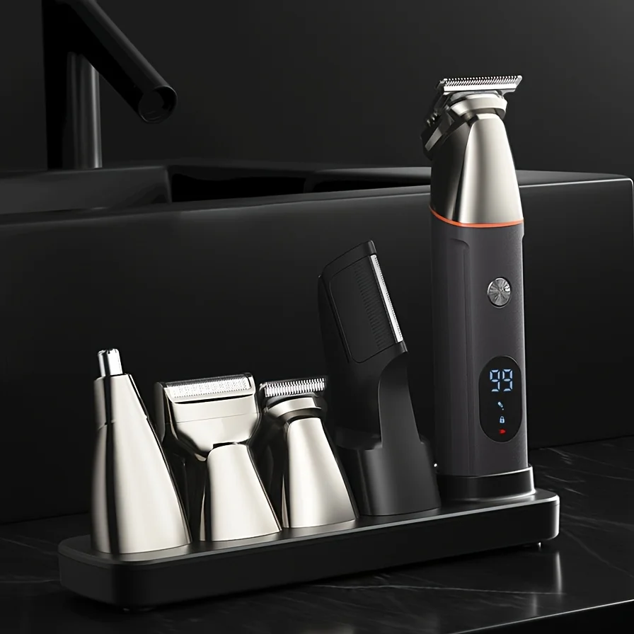 

Триммер для бороды для мужчин, машинки для стрижки волос, усы, нос, грумер для волос, беспроводной прецизионный триммер 5 в 1, набор для ухода за волосами, водонепроницаемый, США