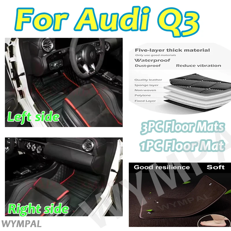 

Luxury Custom Car Floor Mats For Audi Q3 Sportback 2020 2021 2022 Auto Foot Pads Automobile Carpet Cover Interior Accessories