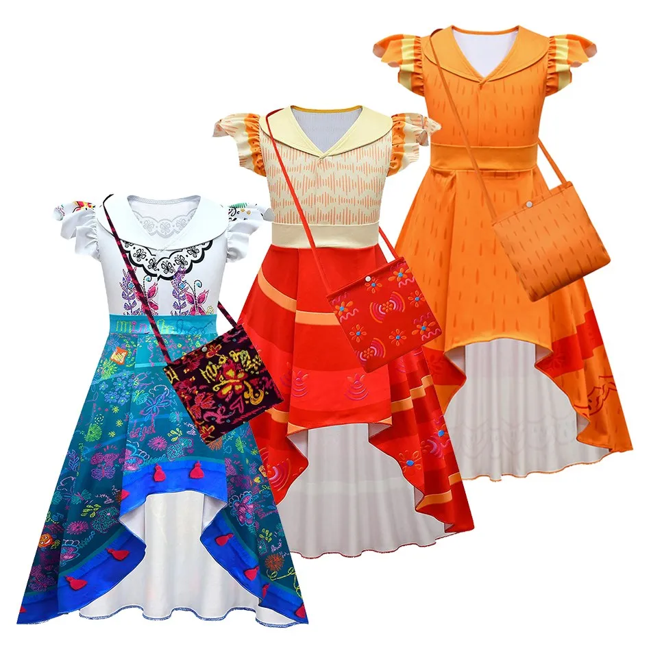 

Little Girls Encanto Dress Children Princess Casual Sleeveless Costume Kids Summer Birthday Printed Dress Up Pepa Party Clothes