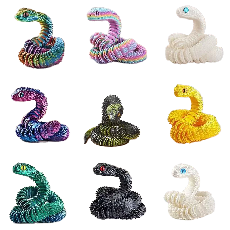 30 ซม.3D พิมพ์งูของเล่นตลกพิมพ์สัตว์งูคริสต์มาสปีใหม่หัตถกรรมเครื่องประดับจําลองสัตว์ Home Desktop เครื่องประดับ