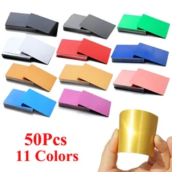 50PCS Metal Business Cards Color Metal Business Cards Engraving DIY Card Office Supplies Aluminum Blank Laser CNC Engraved Card