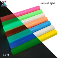 XFX 25X100/150cm HTV Vinyl PU Glow In The Dark Heat Transfer Vinyl T-shirt Iron on HTV Heat Press Machine Cutting Plotter
