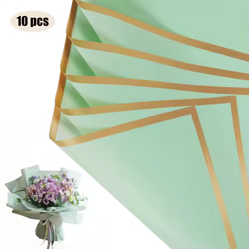 10 Sheets Flower Wrapping Paper with Golden Edges, Waterproof Bouquet Packaging - Ideal for DIY Weddings & Birthdays - Image 16