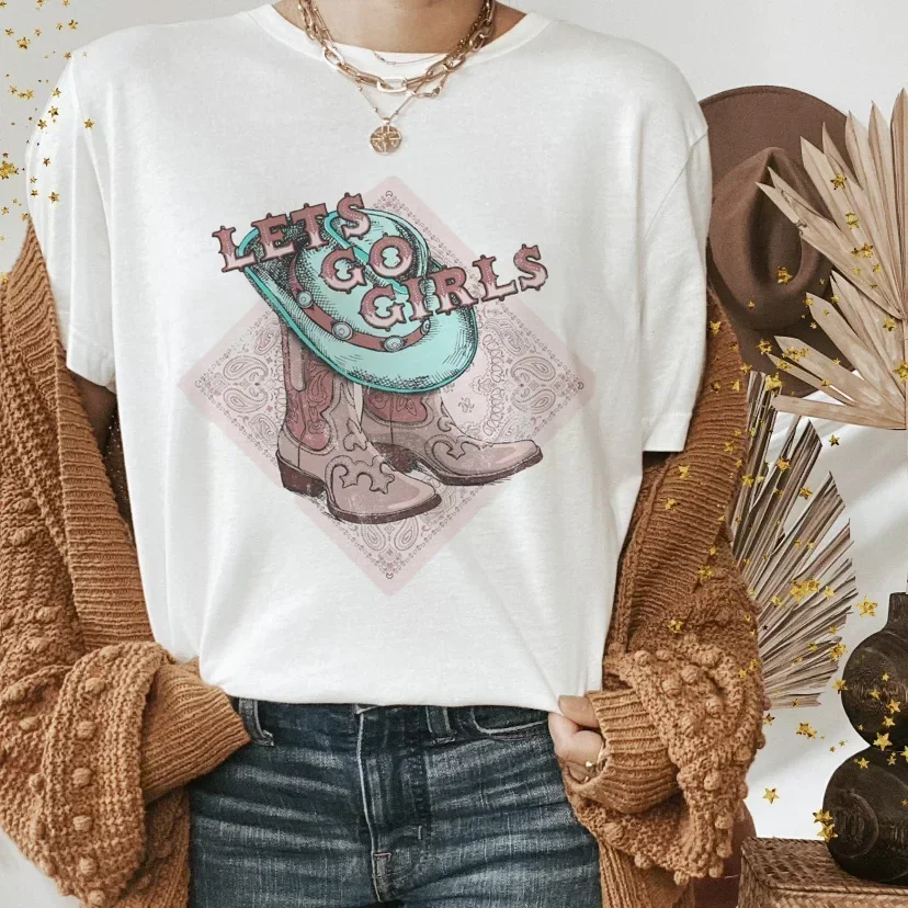 

Женские рубашки в стиле бохо, винтажные джинсовые рубашки в западном стиле, женские футболки с рисунком из мультфильма, повседневные топы с коротким рукавом и графическим принтом, футболки