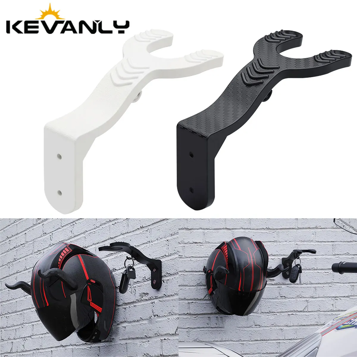 1PCS Soporte Multiusos Negro/Blanco para Casco de Moto, Gancho de Pared para Colgar Chaquetas y Equipaje, Exhibidor de Cascos