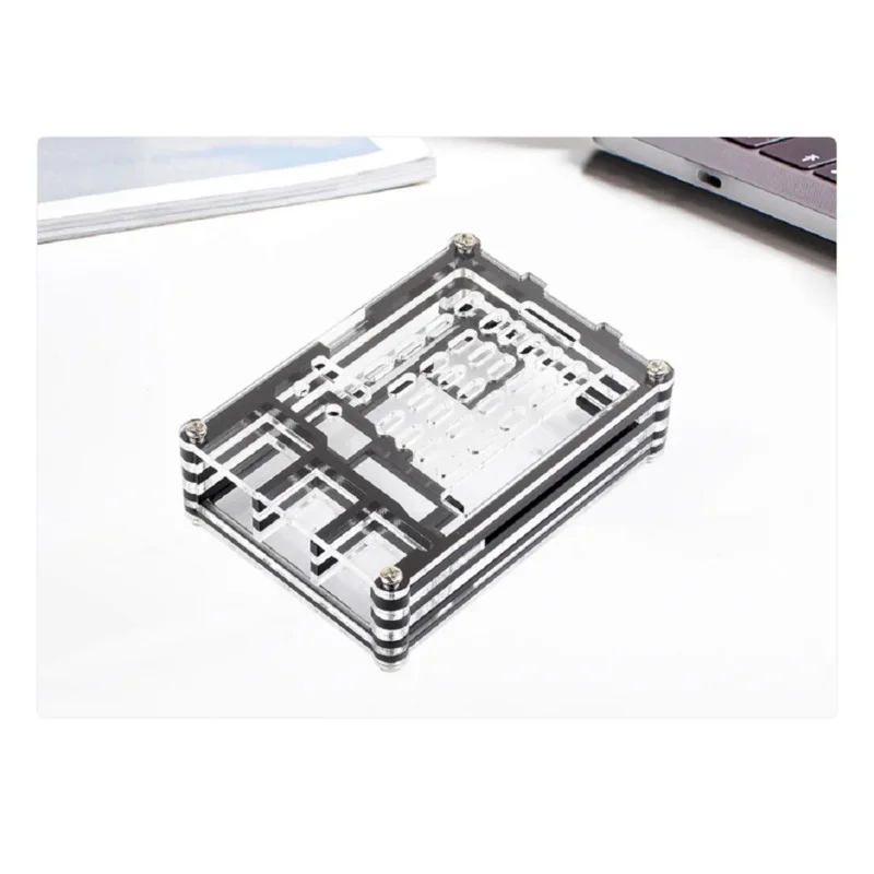 Boîtier en acrylique transparent et noir pour Raspberry Pi 5, prend en charge l'installation d'un refroidisseur actif officiel