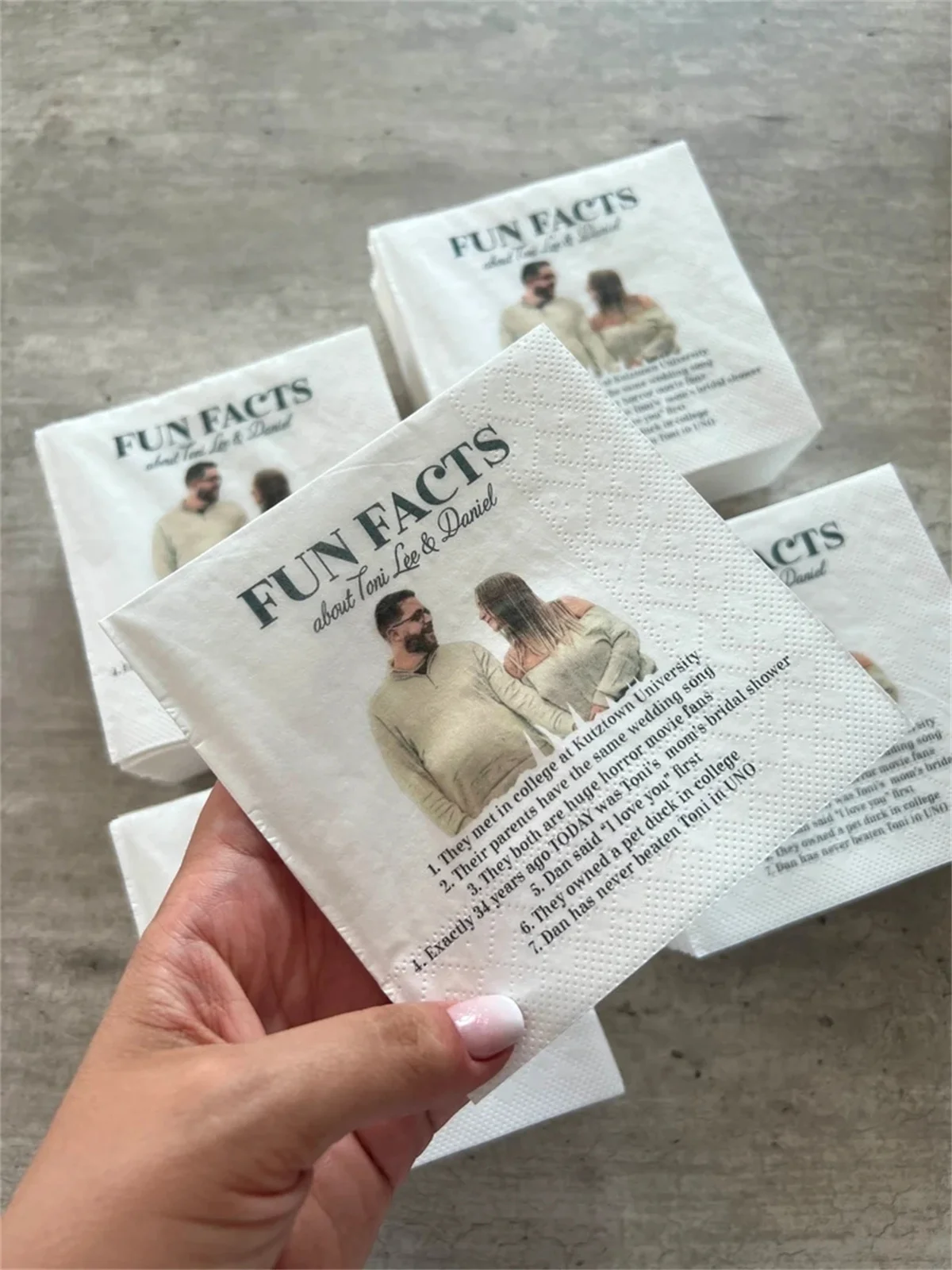 50 PCS FUN facts napkins with photo, Napkins, Full Color Cocktail Napkins, Personalized Napkins, Full color Branded Napkins, tri