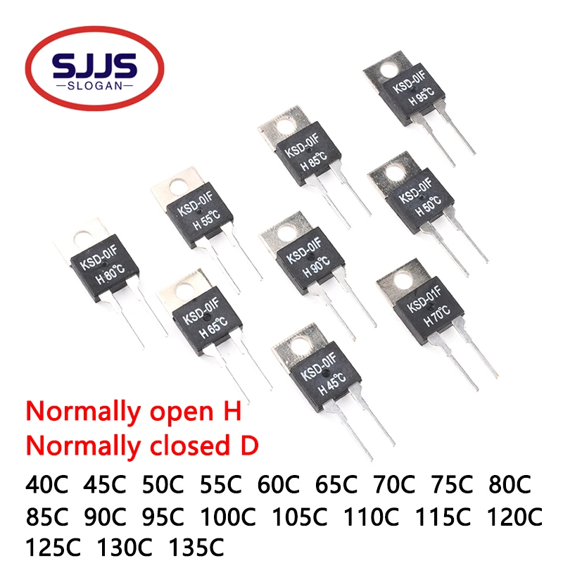 KSD-01F JUC-31F Thermal Switch Temperature Sensor Thermostat40/50/60/70/80/90/100 DegC NC Normally Closed NO Normally Open 1.5A