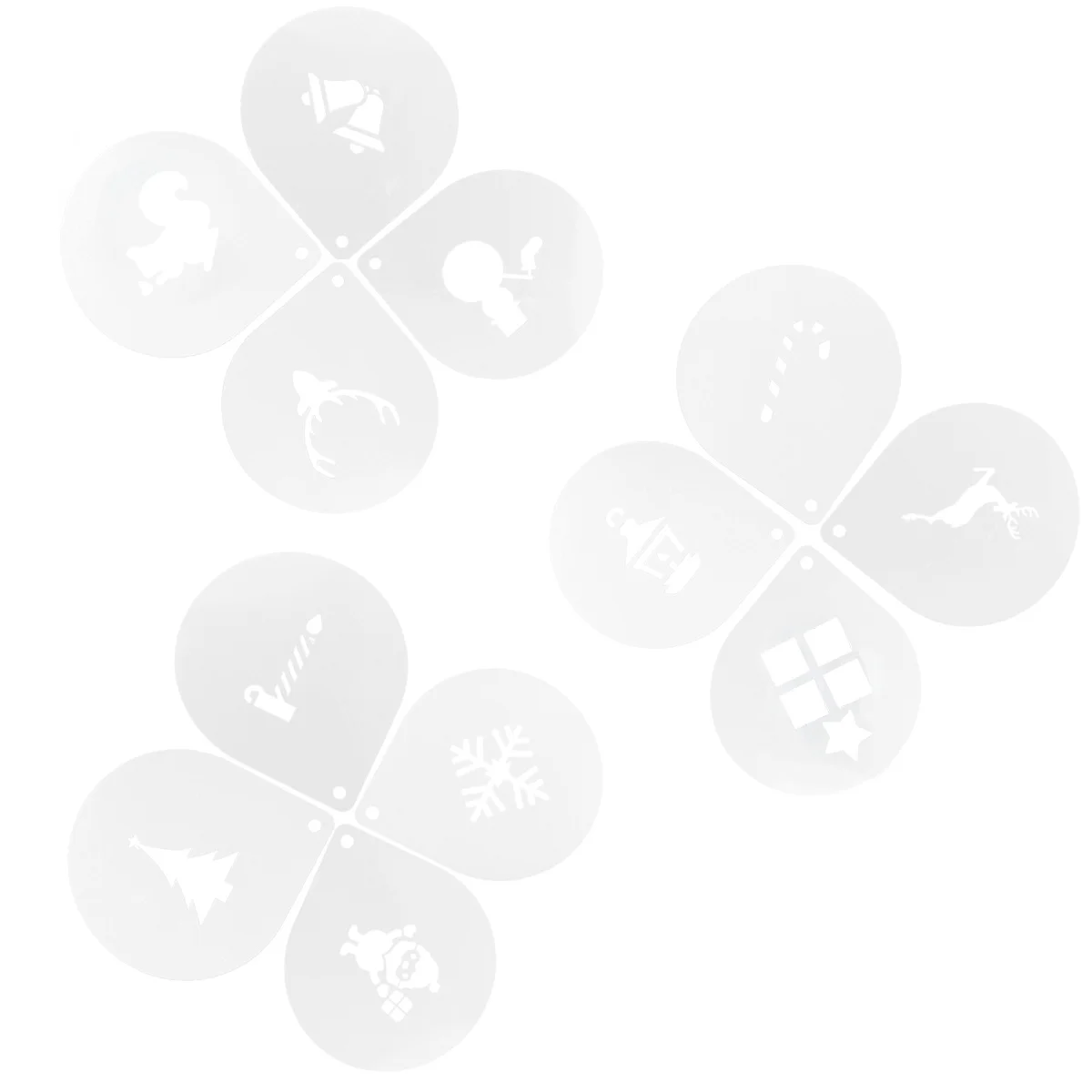 

12pcs Coffee Stencils Plastic Reusable Cake Icing Sieve Christmas Pattern Baking Art Templates For Latte Decor Kitchen Bar Tools