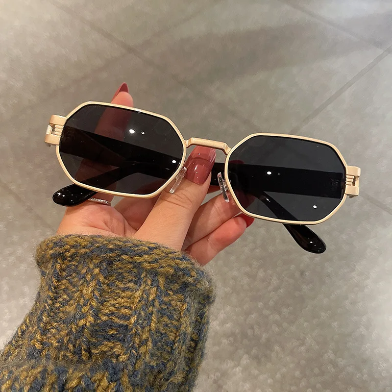 Neue Vintage Quadratische Sonnenbrille für Damen und Herren, Metallrahmen, Rechteckige Sonnenbrille, Ovale Brillen, Sonnenbrillen für Männer und Frauen