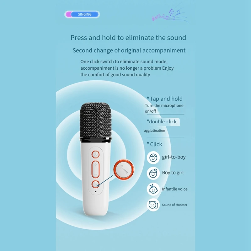 Mini Karaoke Machine Bluetooth 5.3 Portable Speaker Singing Machine With Led Music Rhythm Light For Family And Outdoor