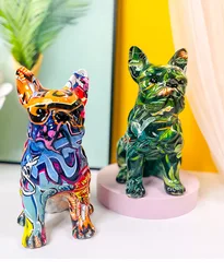 Creative Water Transfer Painted Bulldog Statue Living Room Decoration Home Office Porch Table Decoration Resin Crafts