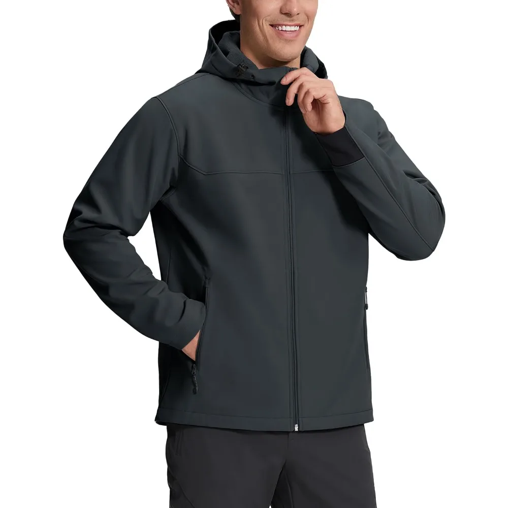Veste Softshell Légère Imperméable à Capuche pour Homme Pioneer Camp, Doublure Polaire, Coupe-Vent, Veste de Pluie, Randonnée, Extérieur