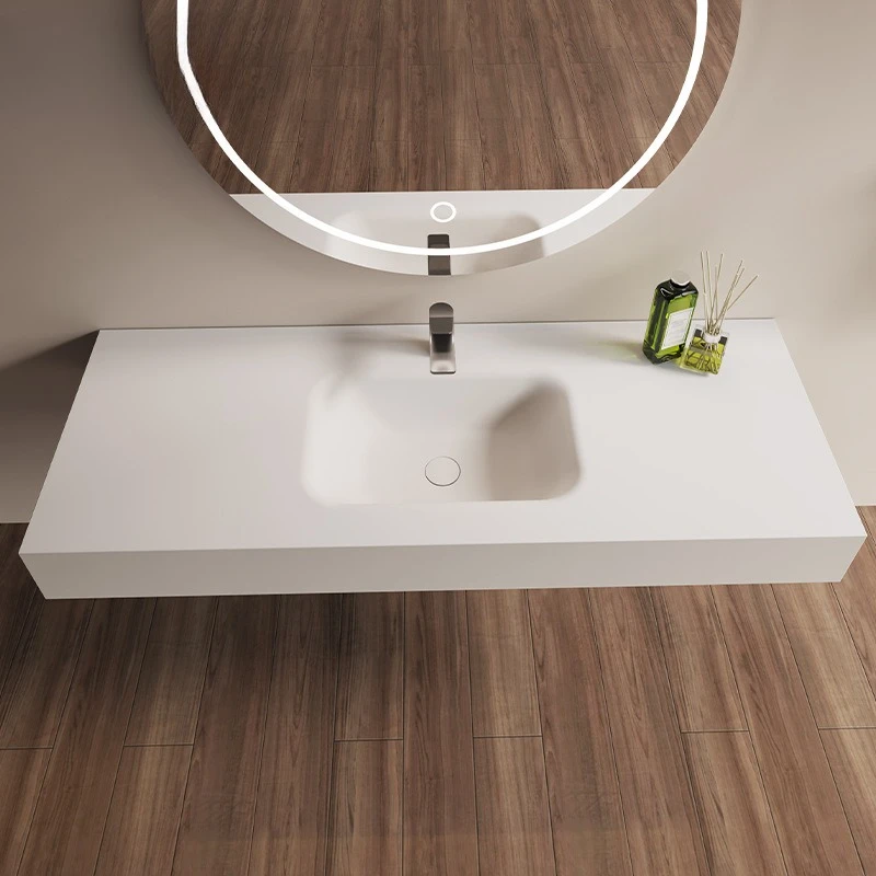 

Corian simple wall-mounted integrated basin bathroom cabinet combination