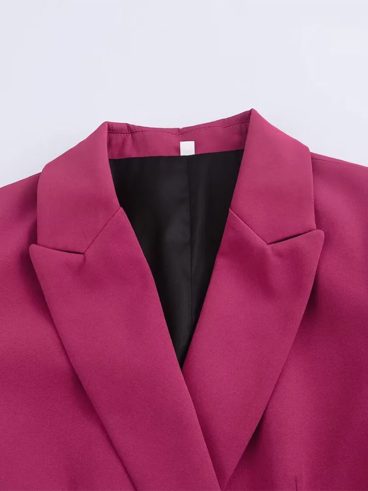 2024 new women\'s clothing autumn women\'s back belt decoration double-breasted lapel suit jacket stitching decoration pants suit