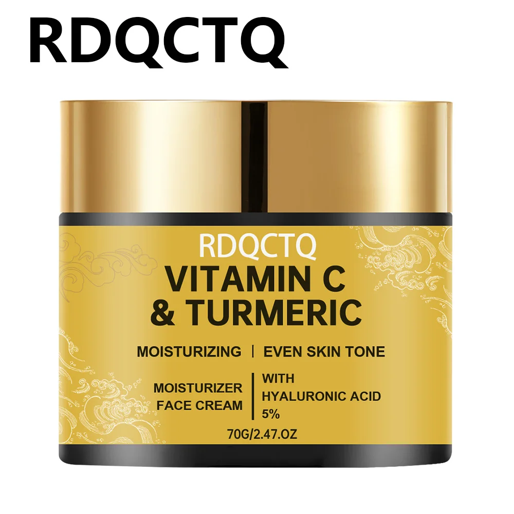 RDQCTQ فيتامين C وكريمة الكركم - مرطب للوجه مضاد للشيخوخة وتفتيح البقع الداكنة 40/70 جرام