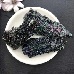 Natural Stone Colorful Carborundum Specimen Silicon Carbide Black Quartz Crystal Mineral Sample Home Decor Collectibles