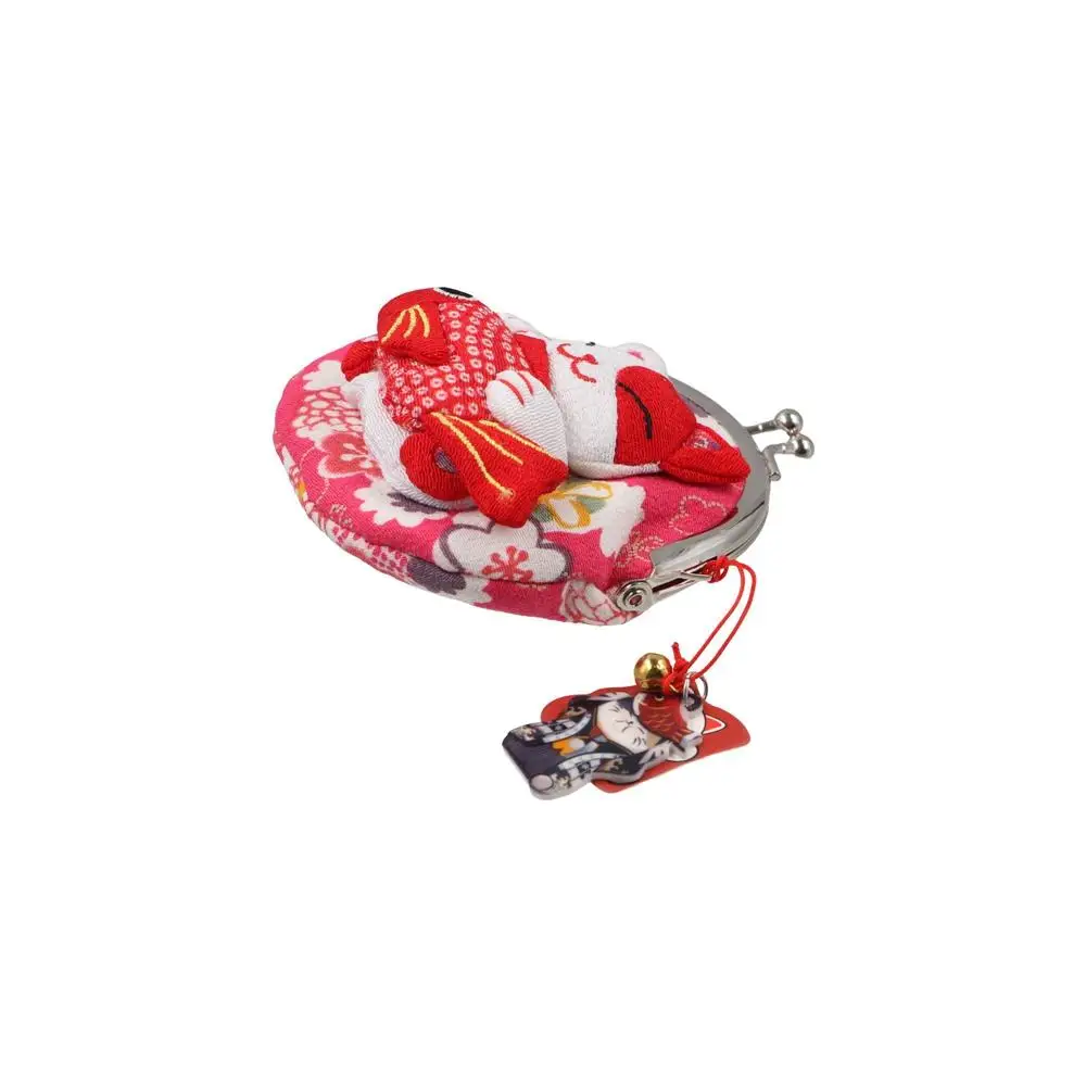 Fashion Design Japanese Style Maneki Neko Coin Purse Doll Wallets Lucky Cat Clutch Bag Flower Printing PU Card Holder Outdoor