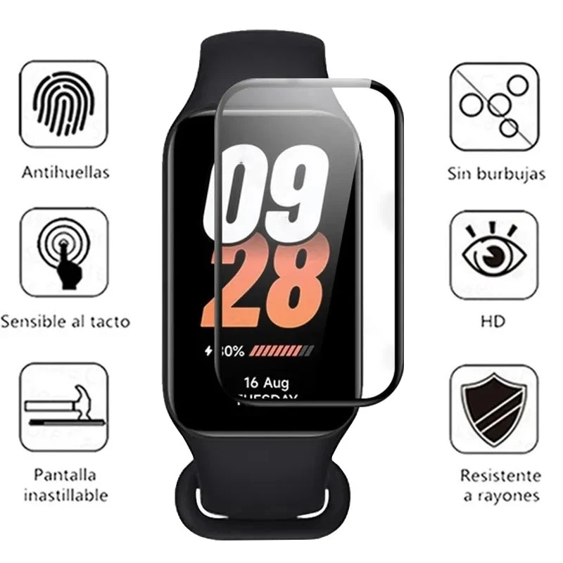 3Pcs 3D Curved ScreenProtector For Xiaomi Smart Band 8 Active Band8 8Active Band8Active Tempered Glass Smartband Protective Film