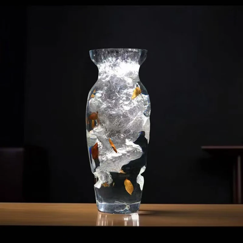 

Роскошная смола, акрил, ледяной кристалл, напольная ваза, украшение для дома, свадьбы/вечеринки, стильный современный дизайн, украшение для гостиной/отеля