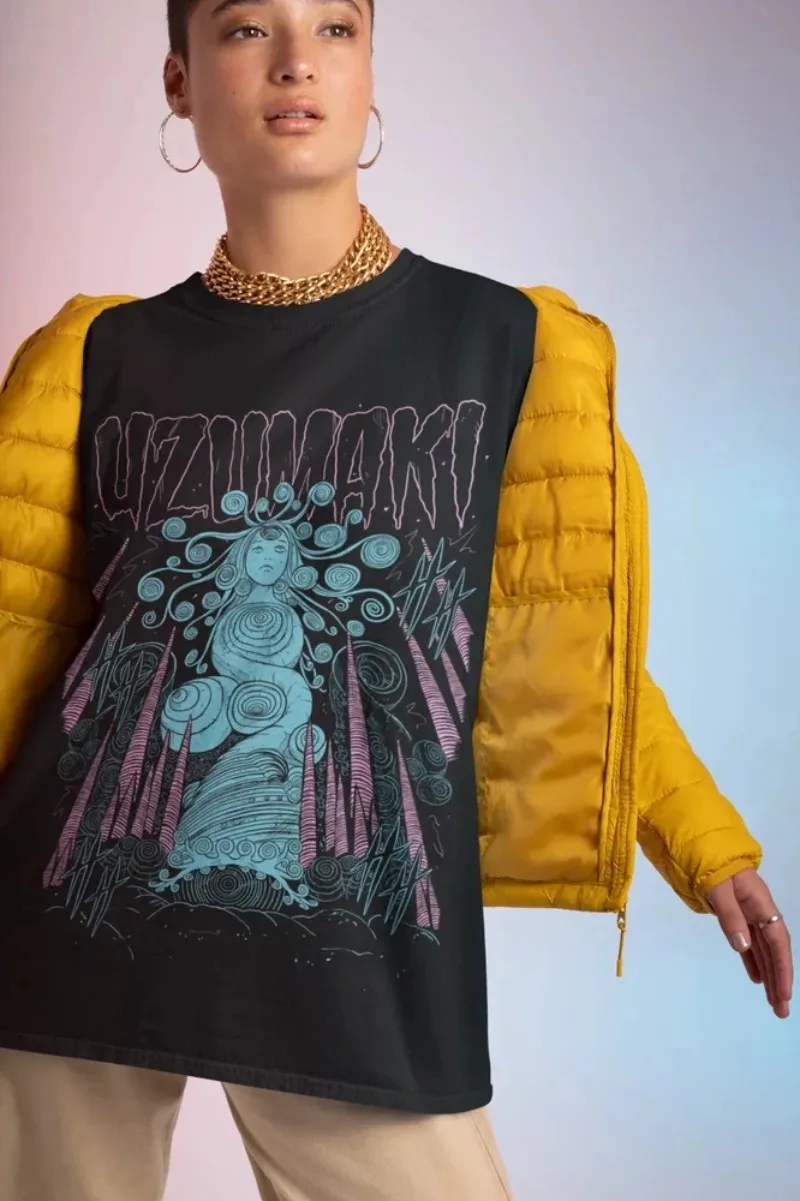 Junji Ito Uzumaki T-Shirt Horror Anime Japan Guro Souichi Tsuji Gift Shirt Shirts for Women Women Clothing Oversized T Shirt