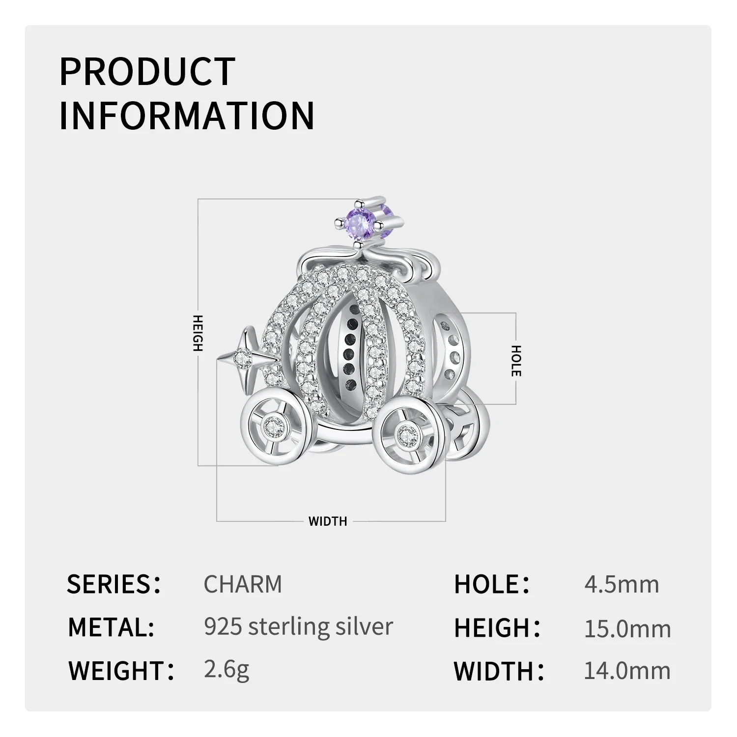 KATAOKA 925 Sterling Silver Christmas Gift Pumpkin Cart Zircon Glitter Charm Bead Fit Original Bracelet Diy Jewelry Accessories