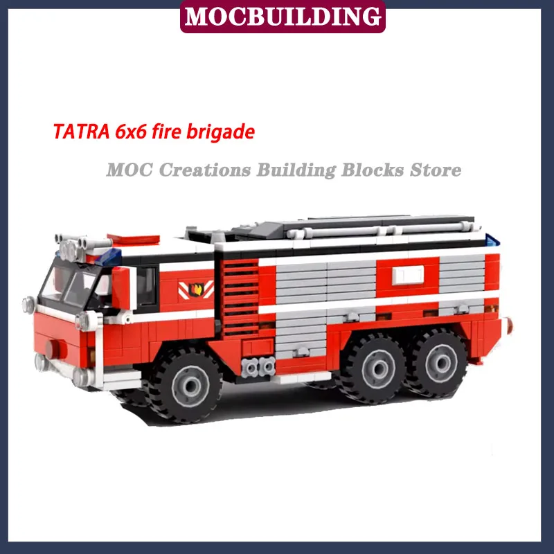 MOC City Fire Truck 6x6 Of The Fire Bridge Model Building Block Assembly 4x4 Vehicle 8x8 Series Boys Birthday Gift