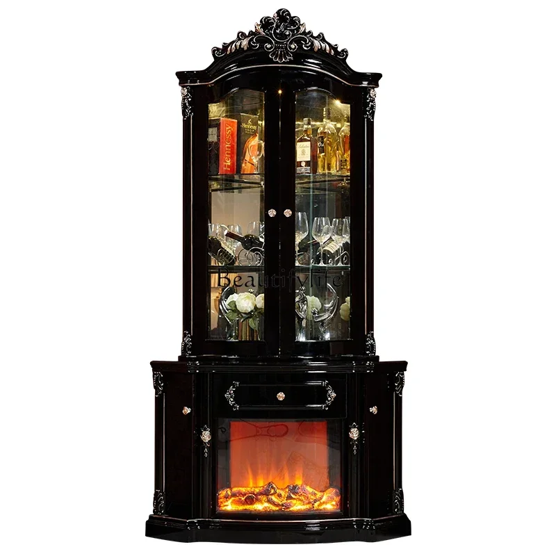 

pg46Hpg46**American fireplace decoration triangle wine cabinet electronic simulation flame household retro landscape fireplace