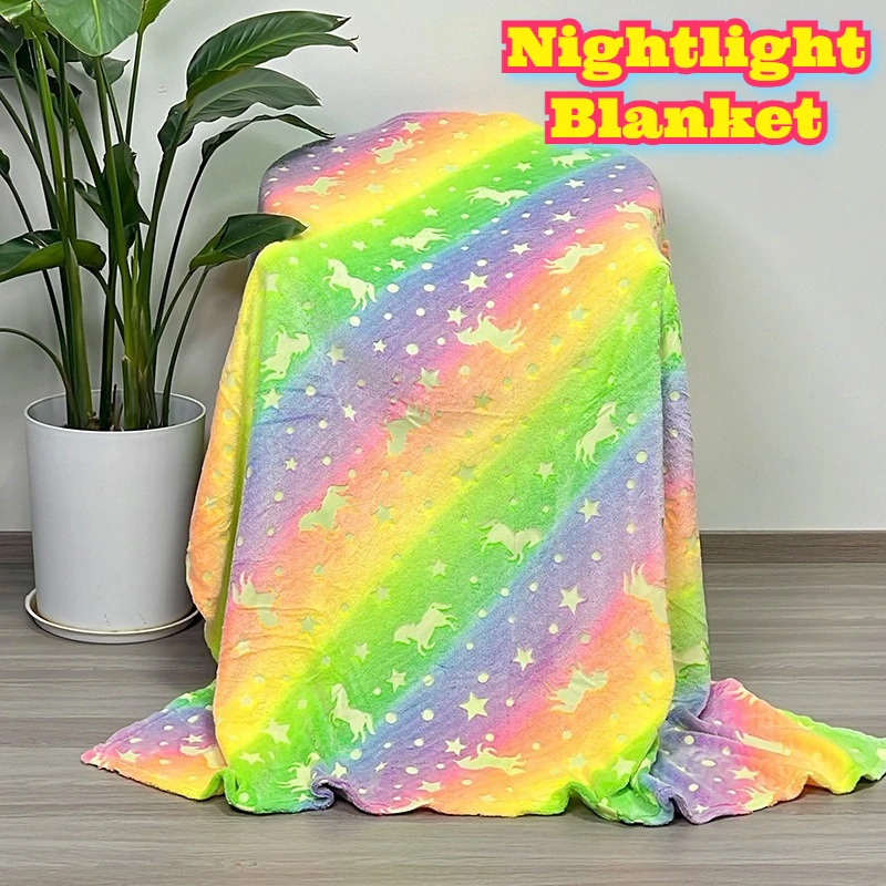 توهج الظلام الصوف بطانية لينة أفخم رمي مكتب قيلولة سيارة تكييف الهواء غطاء الكرتون نمط الفراش بالجملة الراحة السائبة