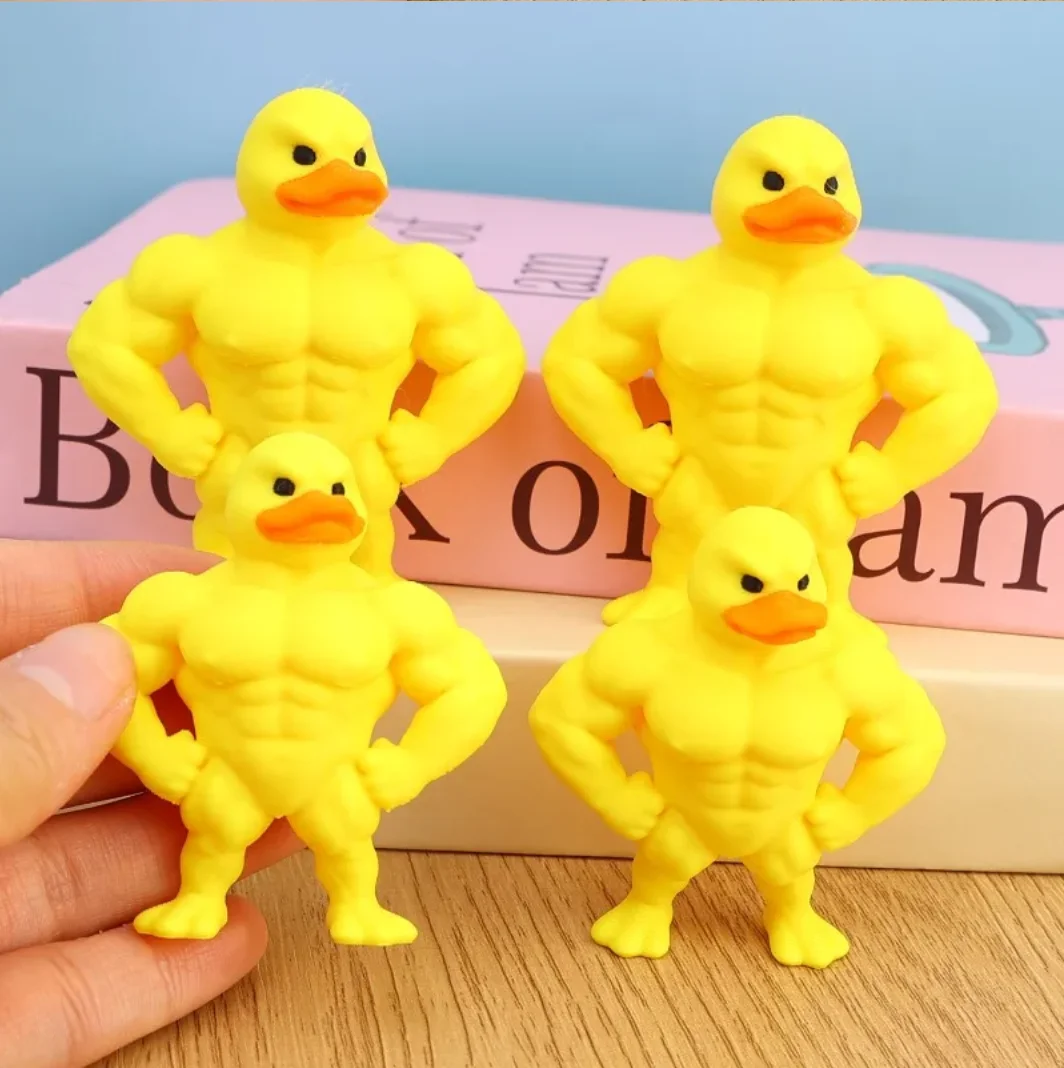 10/1PCS Big Muscle Duck Statue Funny 3D Printed Desktop Decoration Unique PLA Material Gift Idea Creative Office Home Ornament