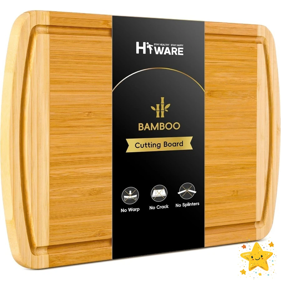 

Бамбуковая разделочная доска премиум-класса с пазом для сока — сервировочная доска для бордюров 16x10 дюймов для кухни и развлечений