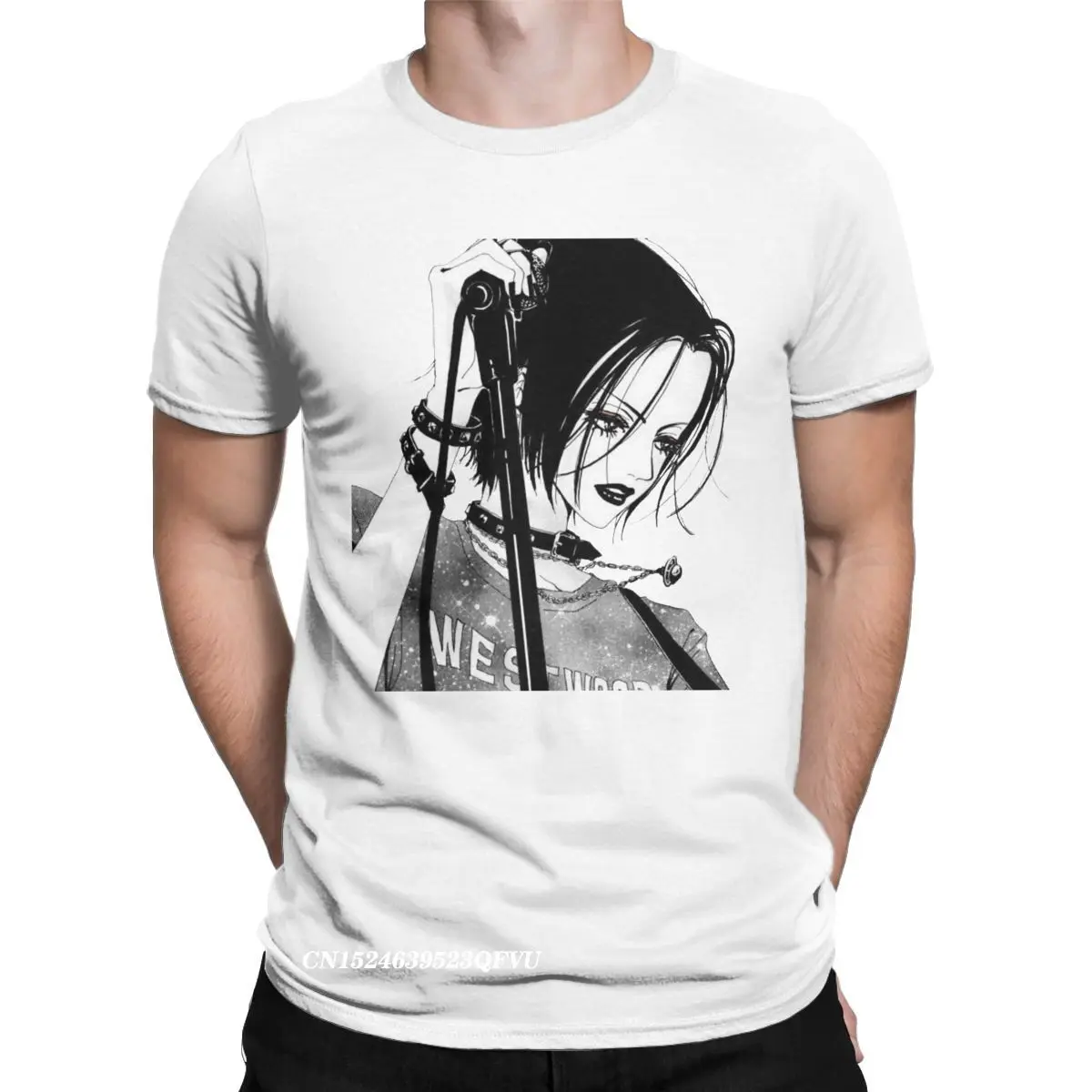 

NANA Osaki Anime Black Manga T-Shirts Men Leisure Premium Cotton Tee Shirt Round Collar Harajuku Tshirt Aesthetic Camisas Tops