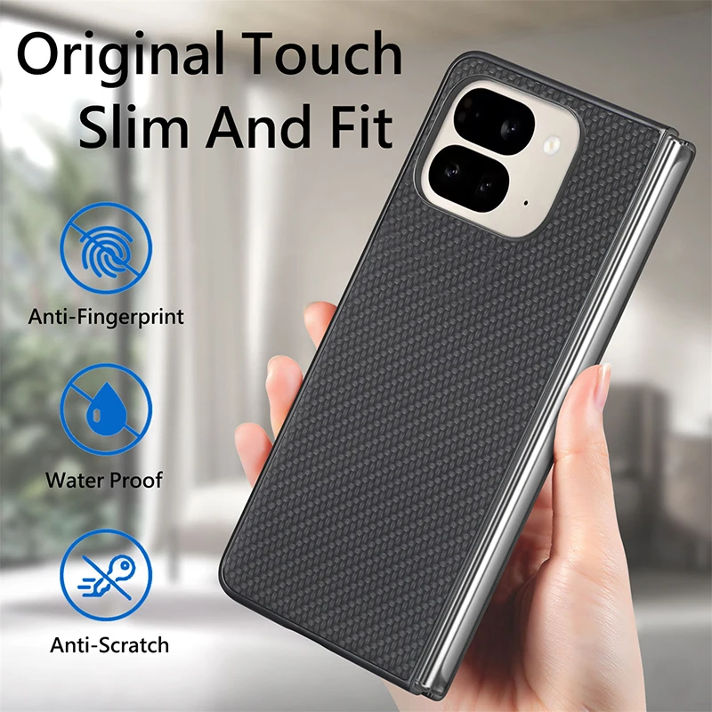 Case For Google Pixel 9 Pro Fold Carbon Fiber Pattern Veneering Leather Shockproof Hard Mobile Phone Case Cover