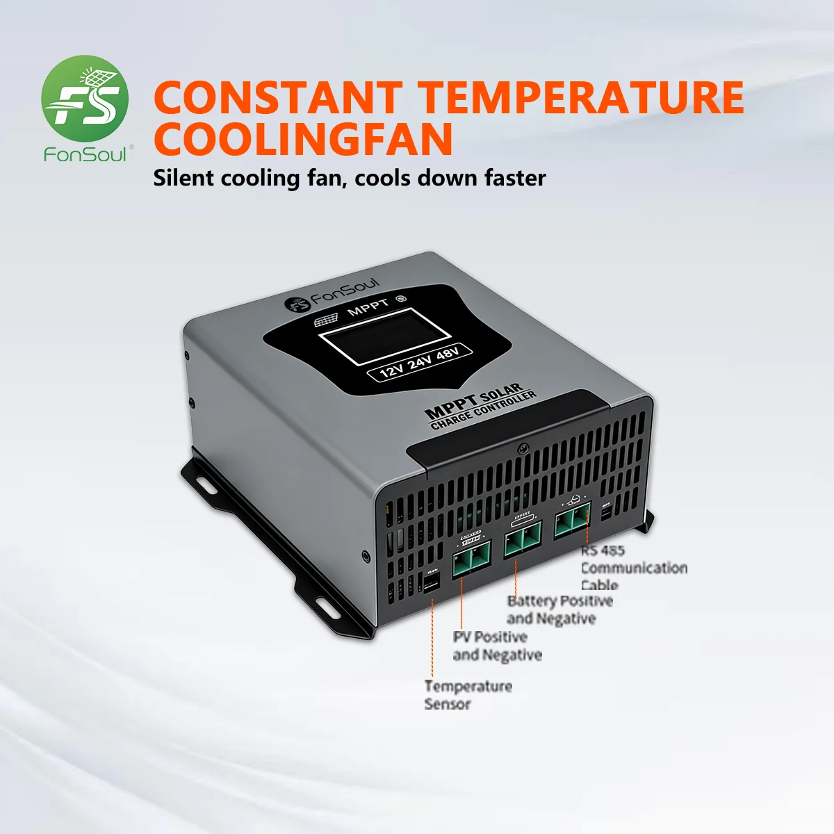 Fonsoul Solar Charger Controller MPPT 30A 60A Max PV Input 180V Power Generation 12V 24V 48V LCD Touch SmartAir Cooling
