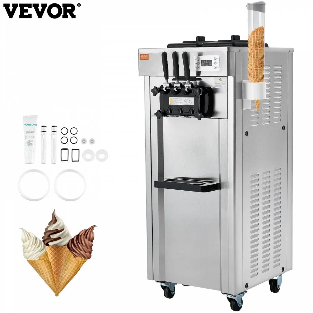 

VEVOR PreCooling 2200W Commercial Soft Ice Cream Machine 3 Flavors Auto Clean LCDPanel for Restaurants Snack Bar